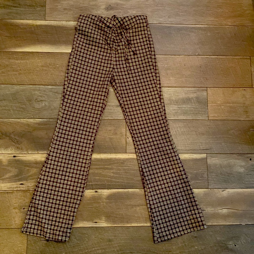 Princess Polly Brown Plaid Flared Pants - Picture 3 of 10